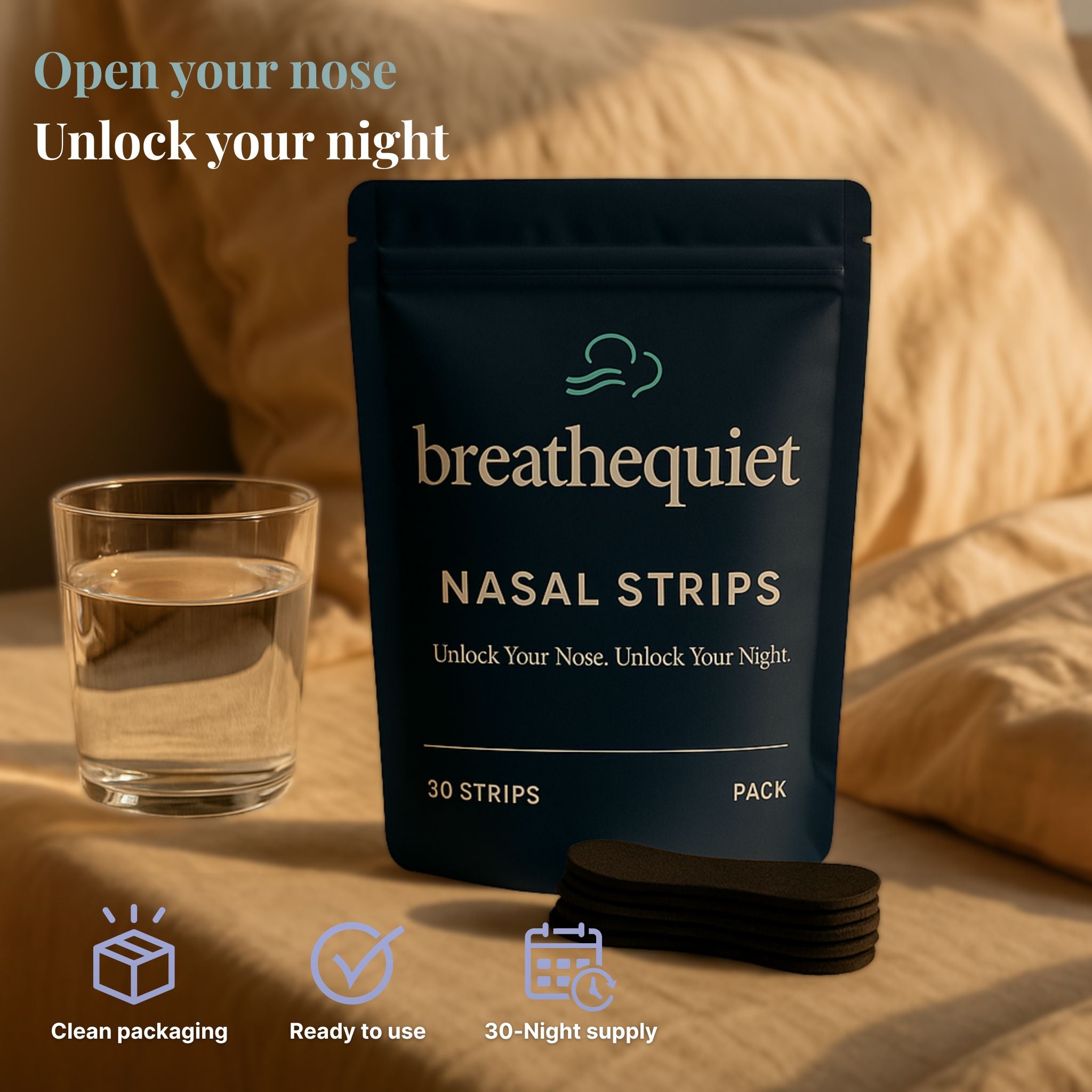 BreatheQuiet Nasal Strips - 30 Strips