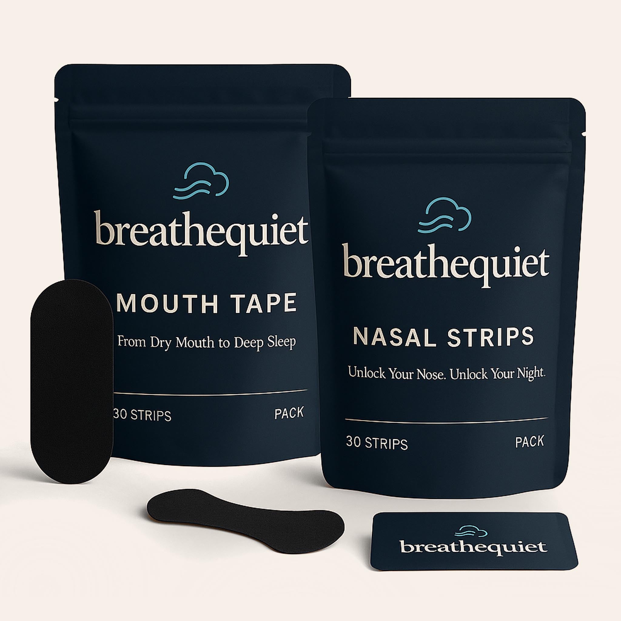 BreatheQuiet Sleep Bundle – Nose Strips + Mouth Tape 30 Nights